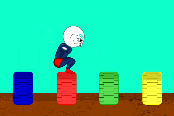 ぴょんのりタイヤをするのびしろ君。