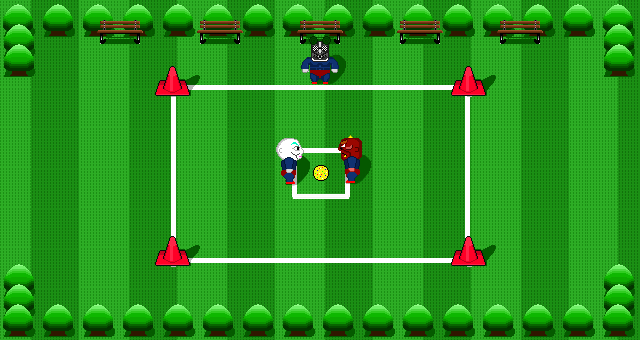 配置につく参加者。